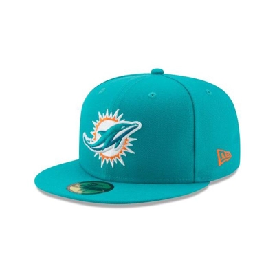 Blue Miami Dolphins Hat - New Era NFL Teal 59FIFTY Fitted Caps USA2681043